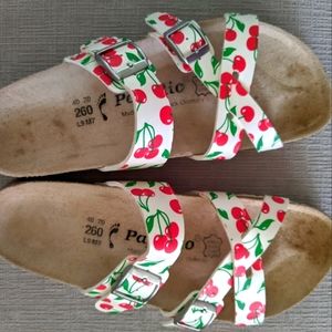 Birkenstock Papillio, Nepal Criss Cross style, Cherries pattern, Size 40.